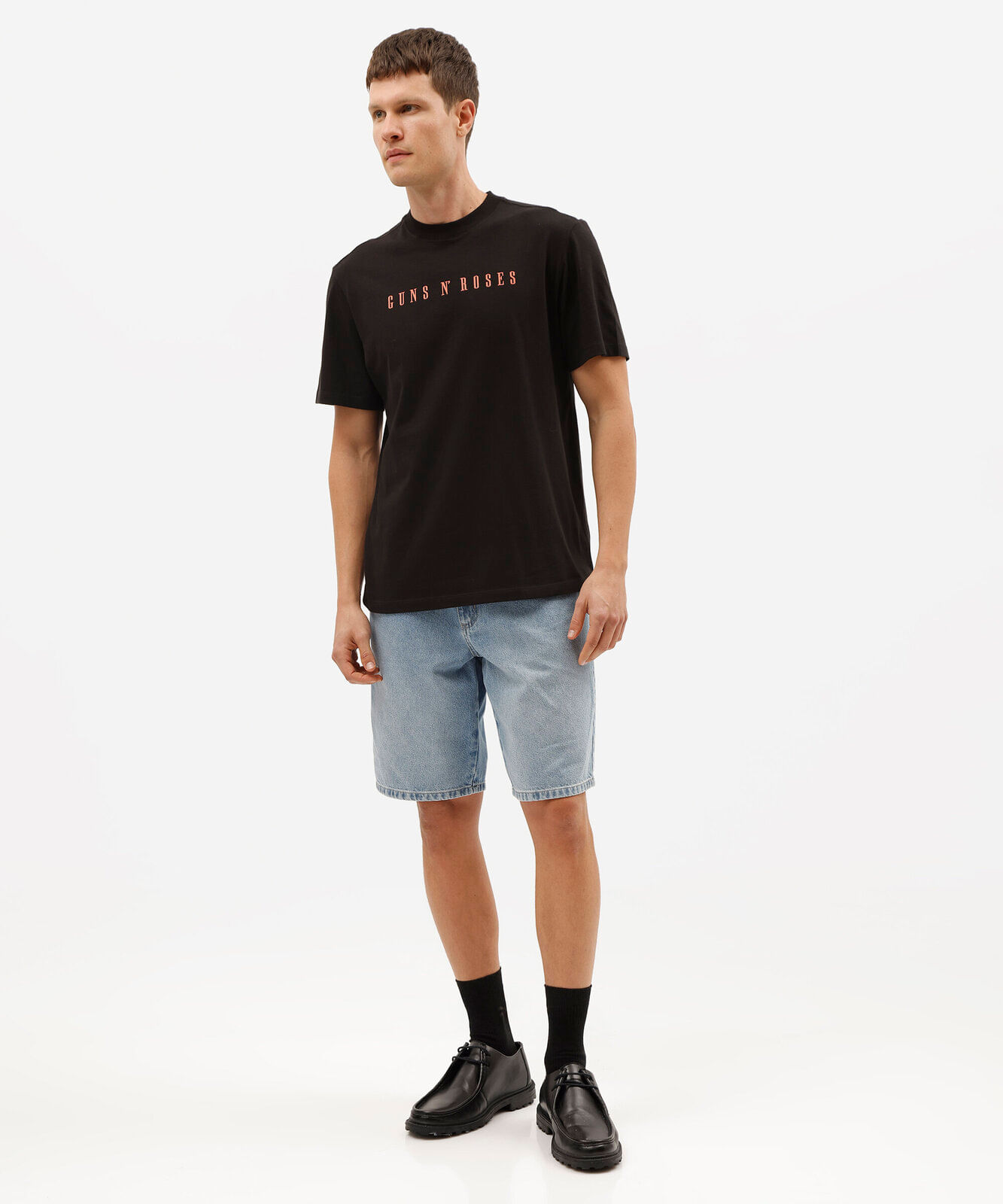 camiseta masculina de algodão guns n roses preta