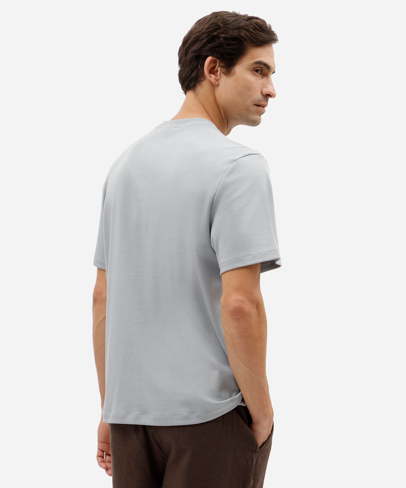 camiseta masculina comfort de malha interlock lisa azul
