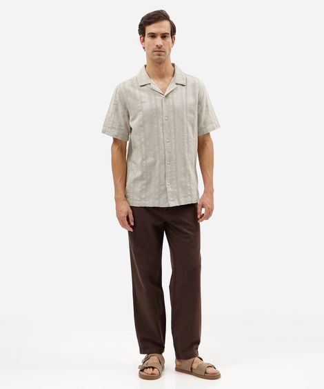calça de alfaiataria masculina com linho marrom