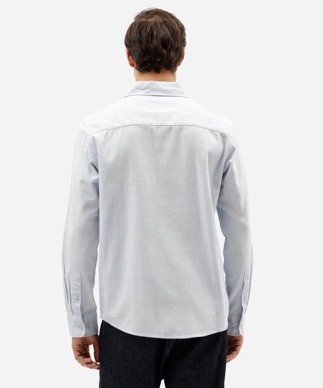 camisa masculina comfort de algodão manga longa azul