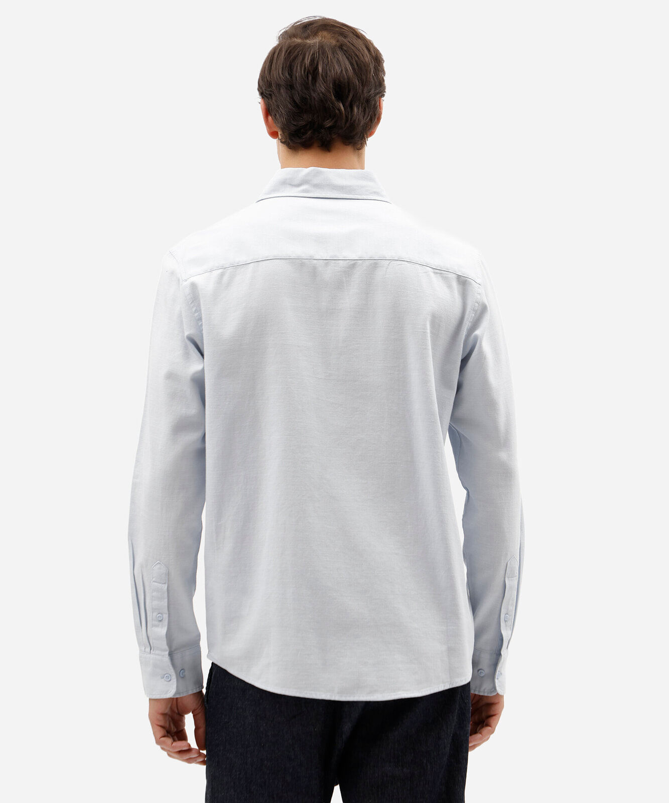 camisa masculina comfort de algodão manga longa azul