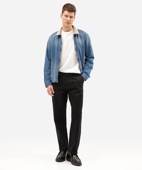 calça chino reta masculina de algodão preta