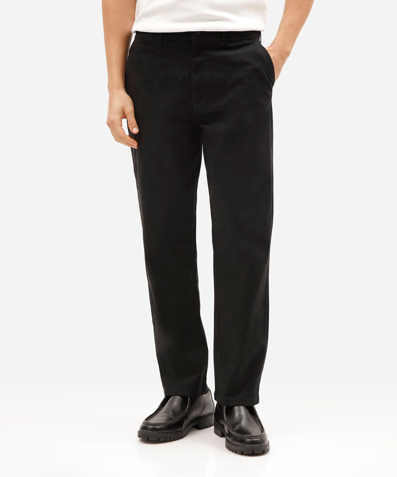 calça chino reta masculina de algodão preta