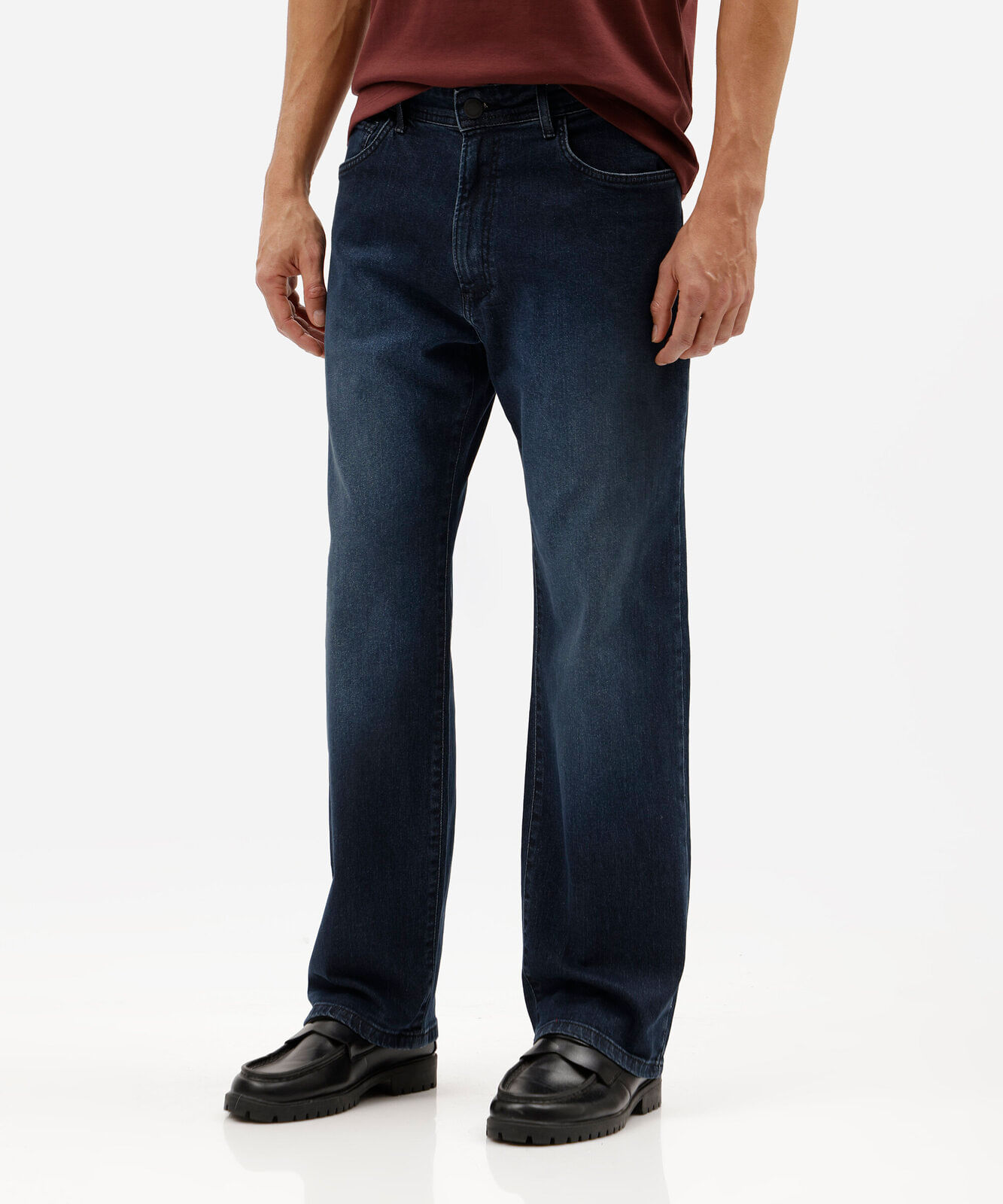 calça reta masculina jeans azul