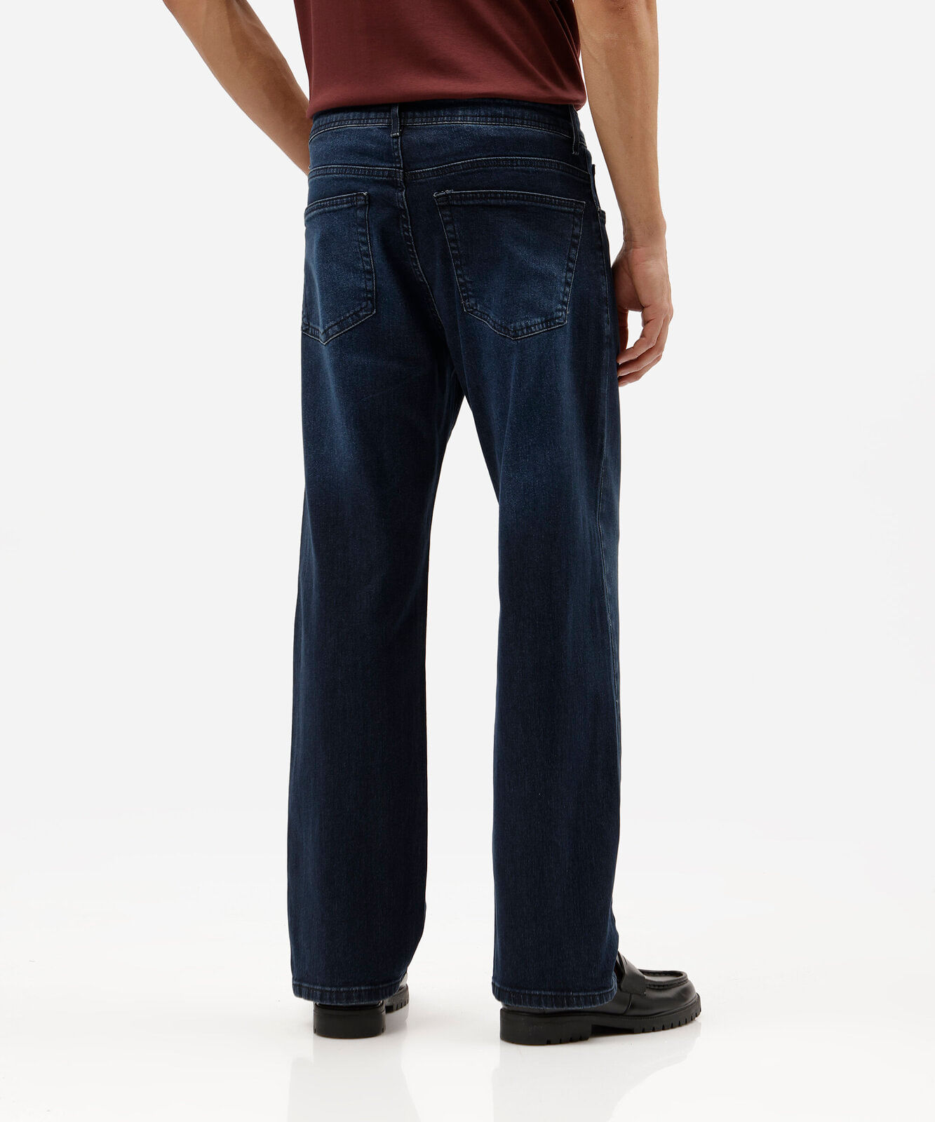 calça reta masculina jeans azul