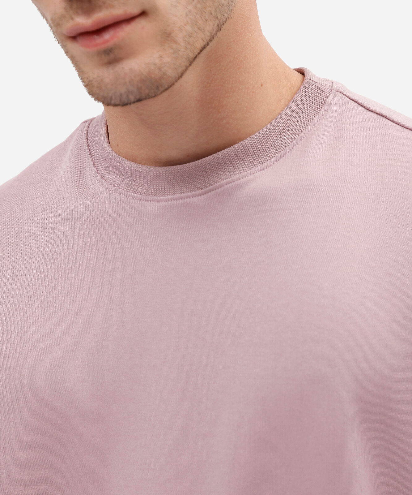 camiseta masculina relaxed de malha interlock lilás