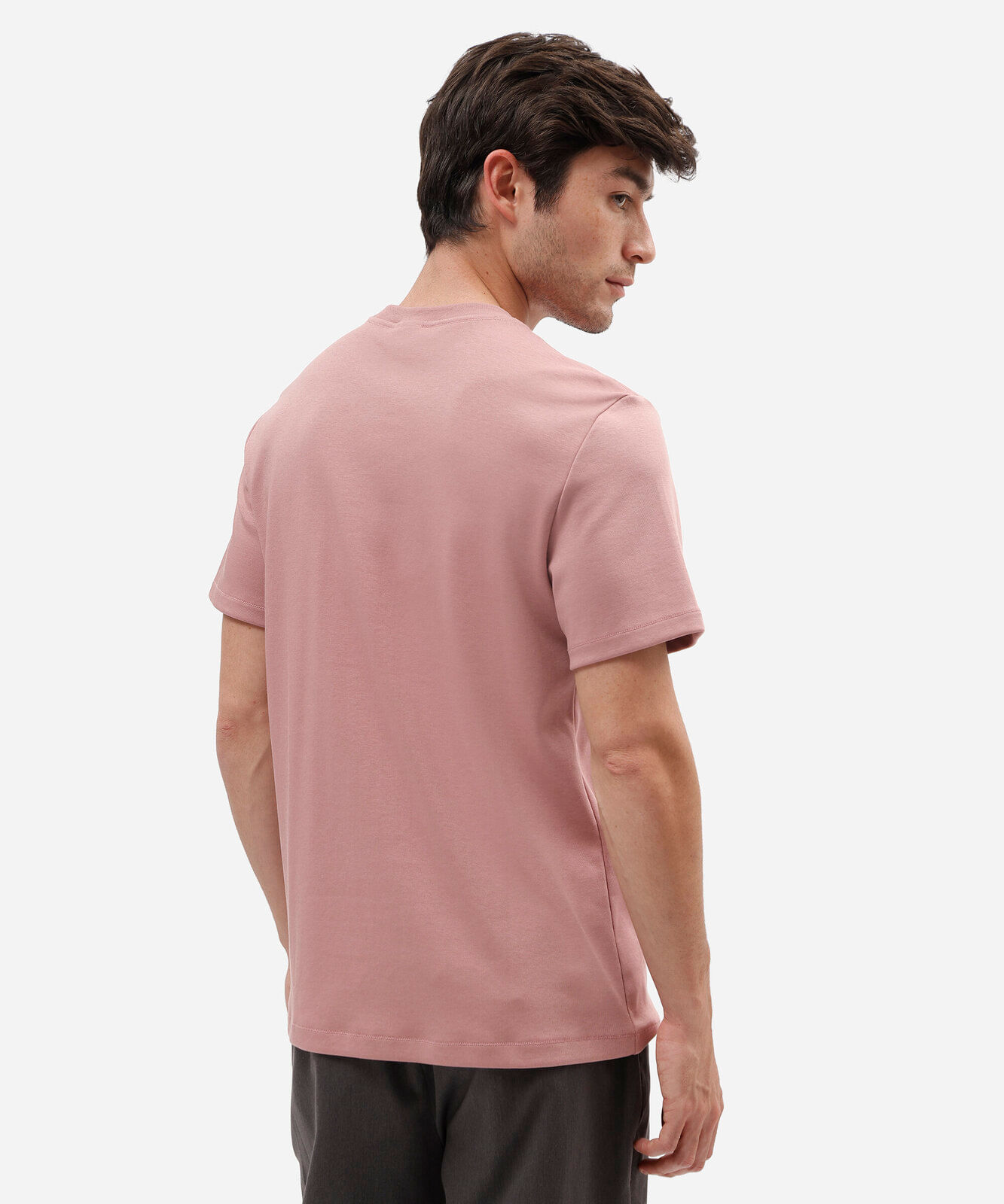 camiseta básica masculina slim de malha interlock rosa