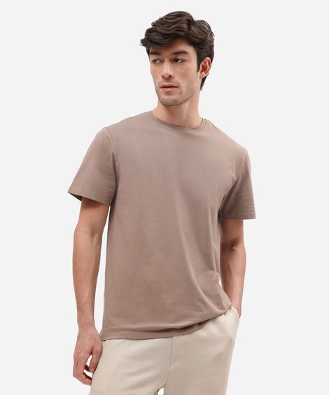 camiseta slim masculina de algodão bege