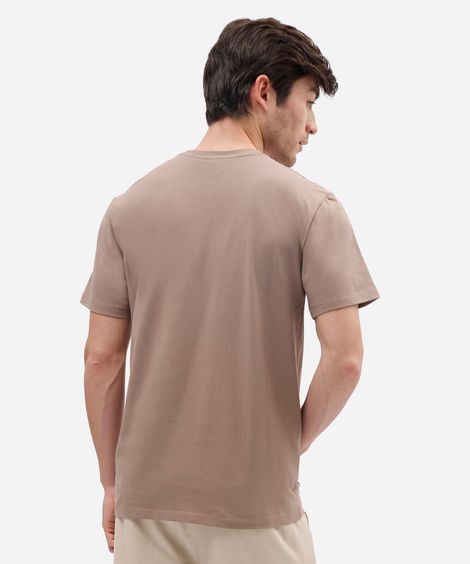 camiseta slim masculina de algodão bege