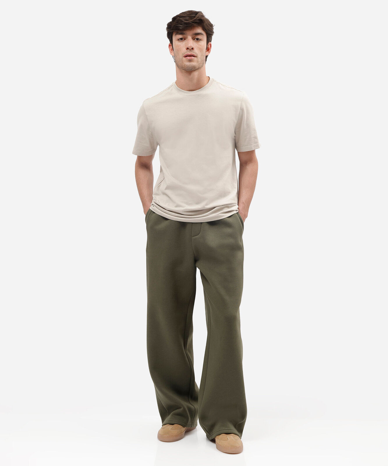 camiseta masculina básica comfort de malha cinza