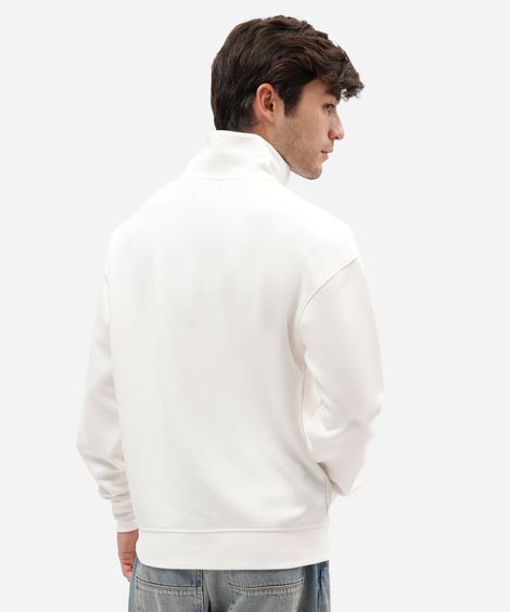 moletom masculino relaxed com gola esporte e zíper frontal off white