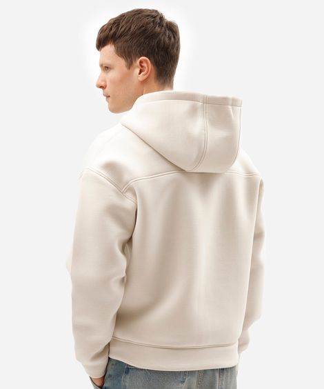 blusão masculino de moletom com zíper e capuz off white