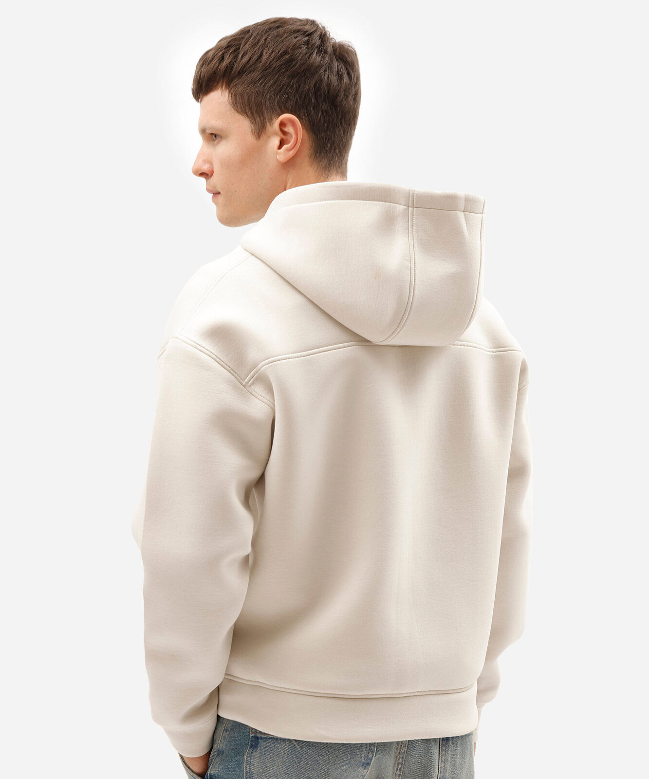 blusão masculino de moletom com zíper e capuz off white