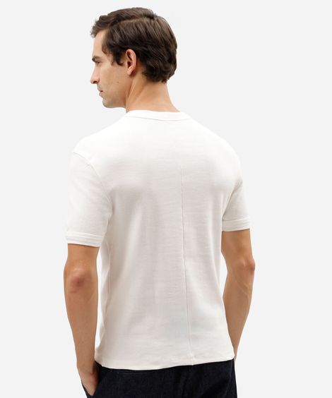 camiseta masculina slim de malha ribana off white