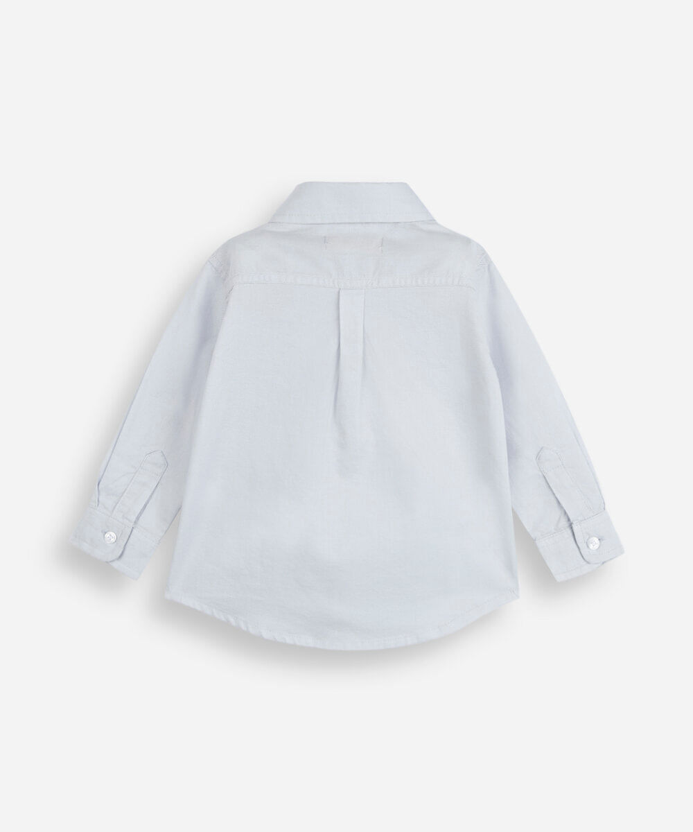 camisa infantil oxford manga longa azul
