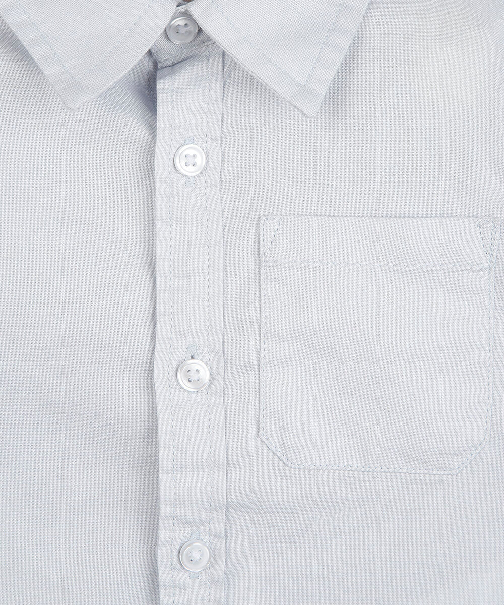 camisa infantil oxford manga longa azul