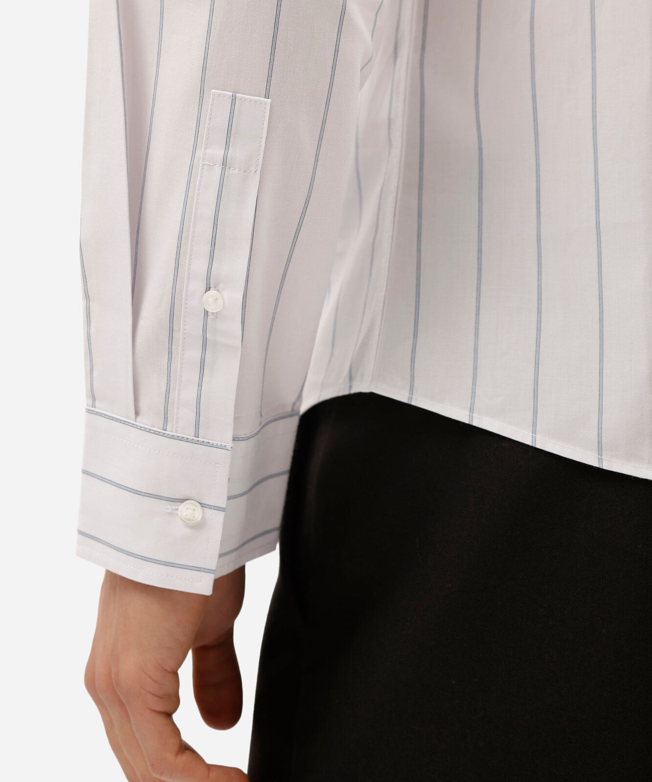 camisa masculina de algodão manga longa listrada branca