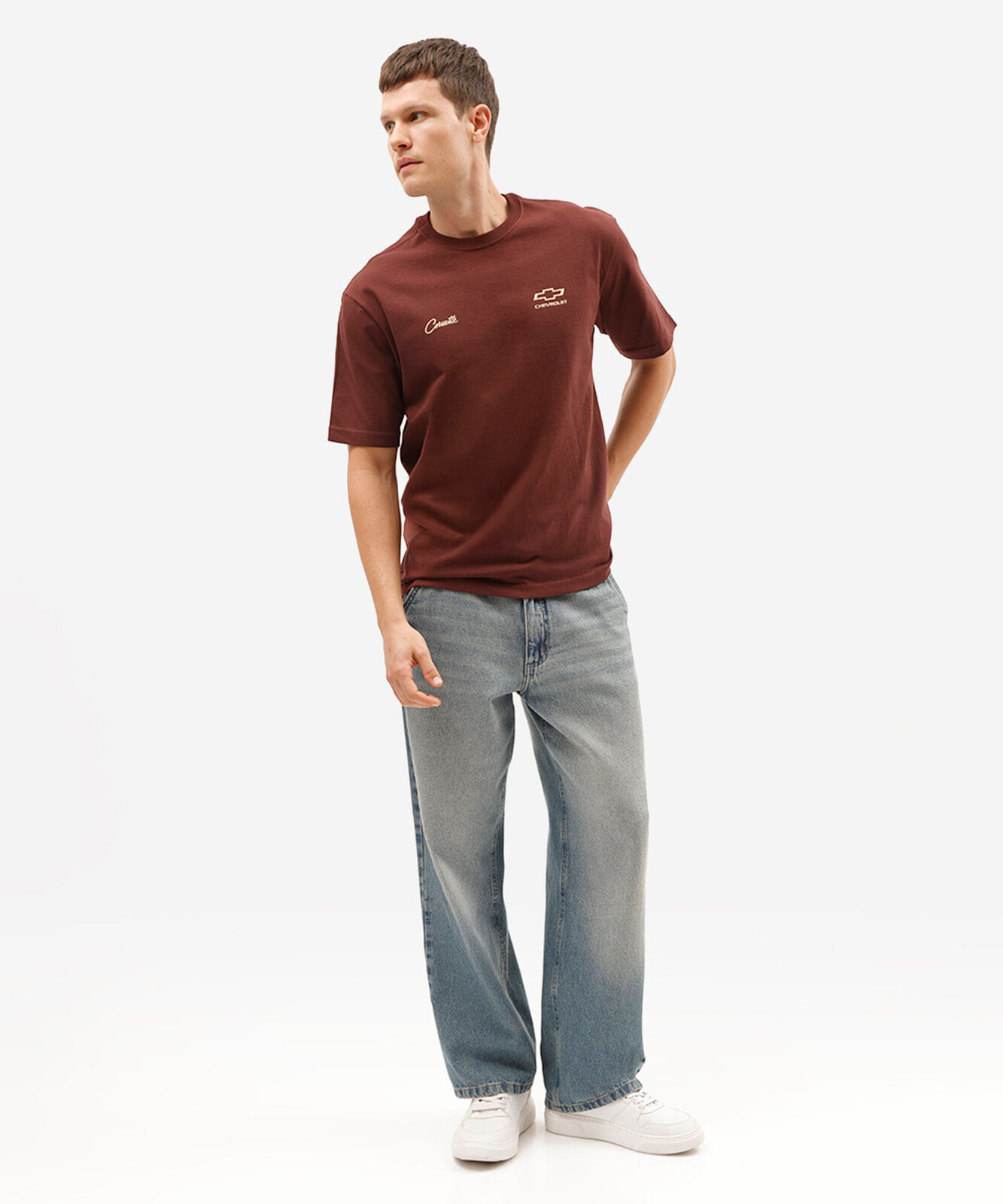 camiseta masculina relaxed de algodão chevrolet corvette vinho
