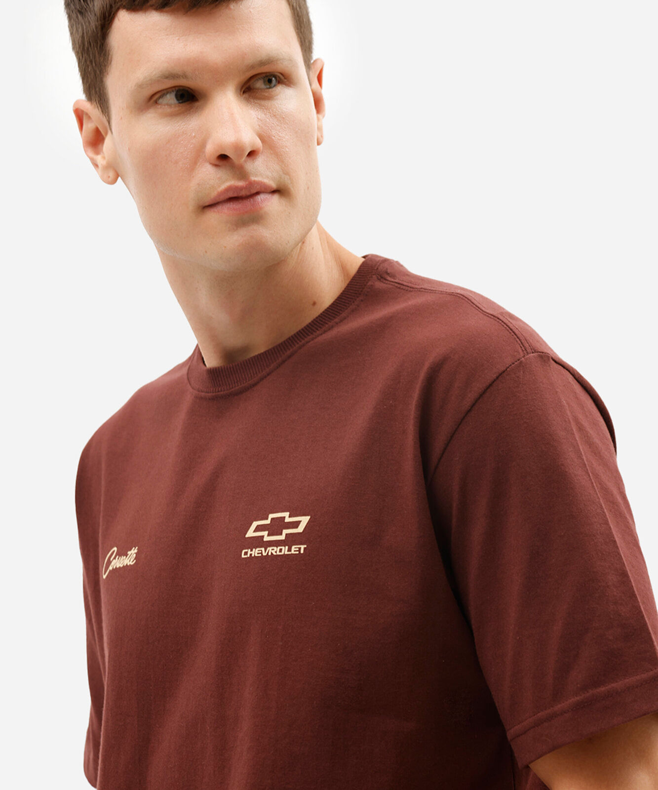 camiseta masculina relaxed de algodão chevrolet corvette vinho