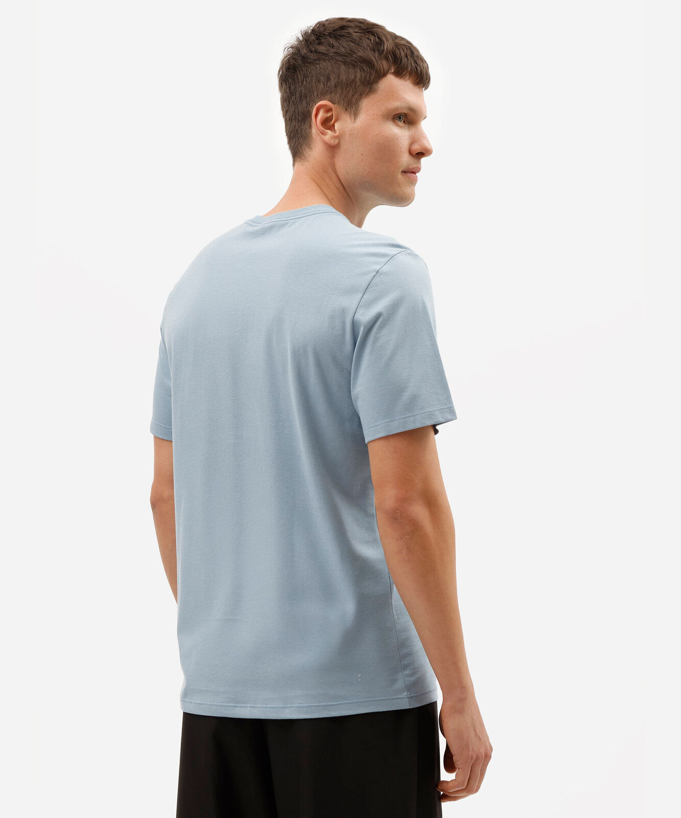 camiseta masculina básica comfort de malha azul