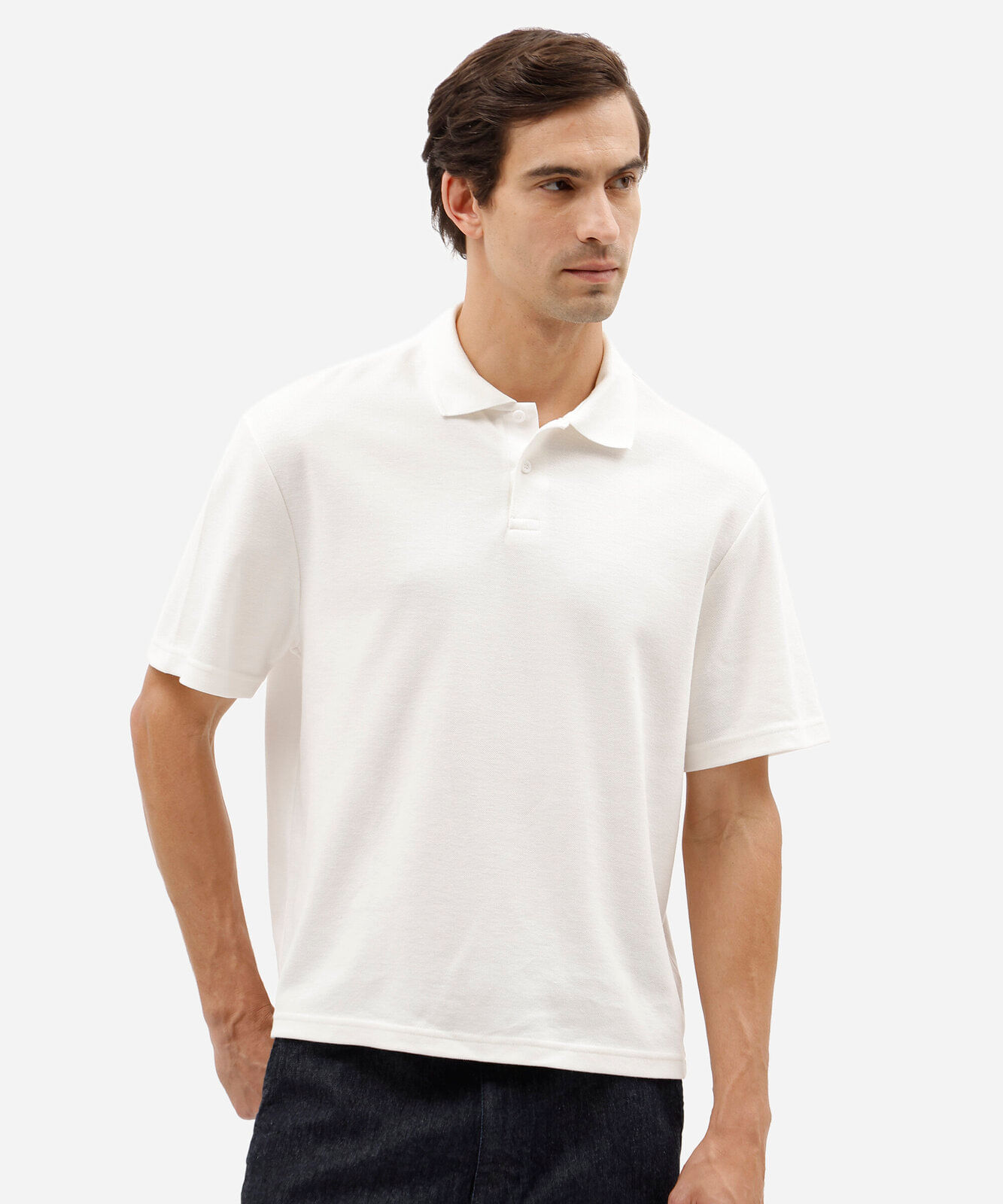 camisa polo masculina de algodão piquet com modelagem box off white