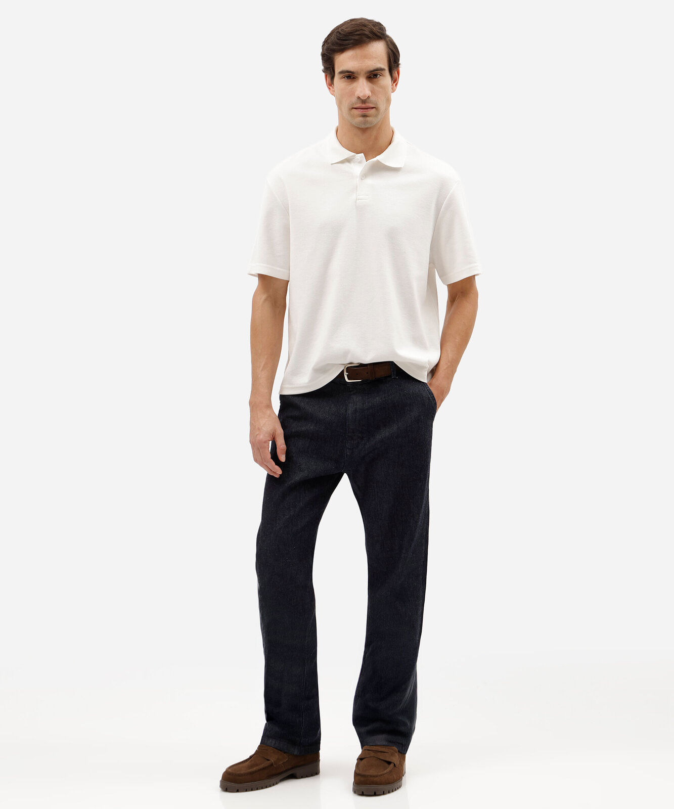 camisa polo masculina de algodão piquet com modelagem box off white