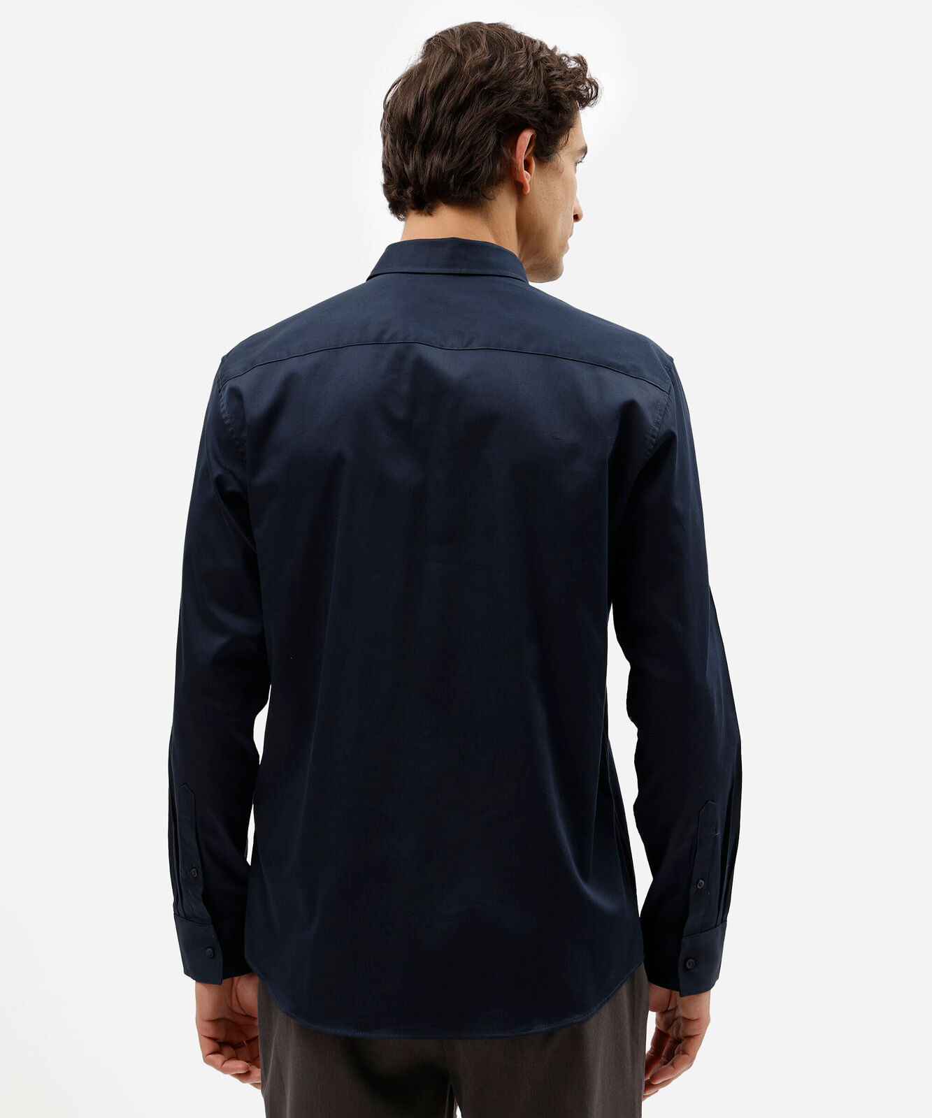 camisa masculina de algodão manga longa azul