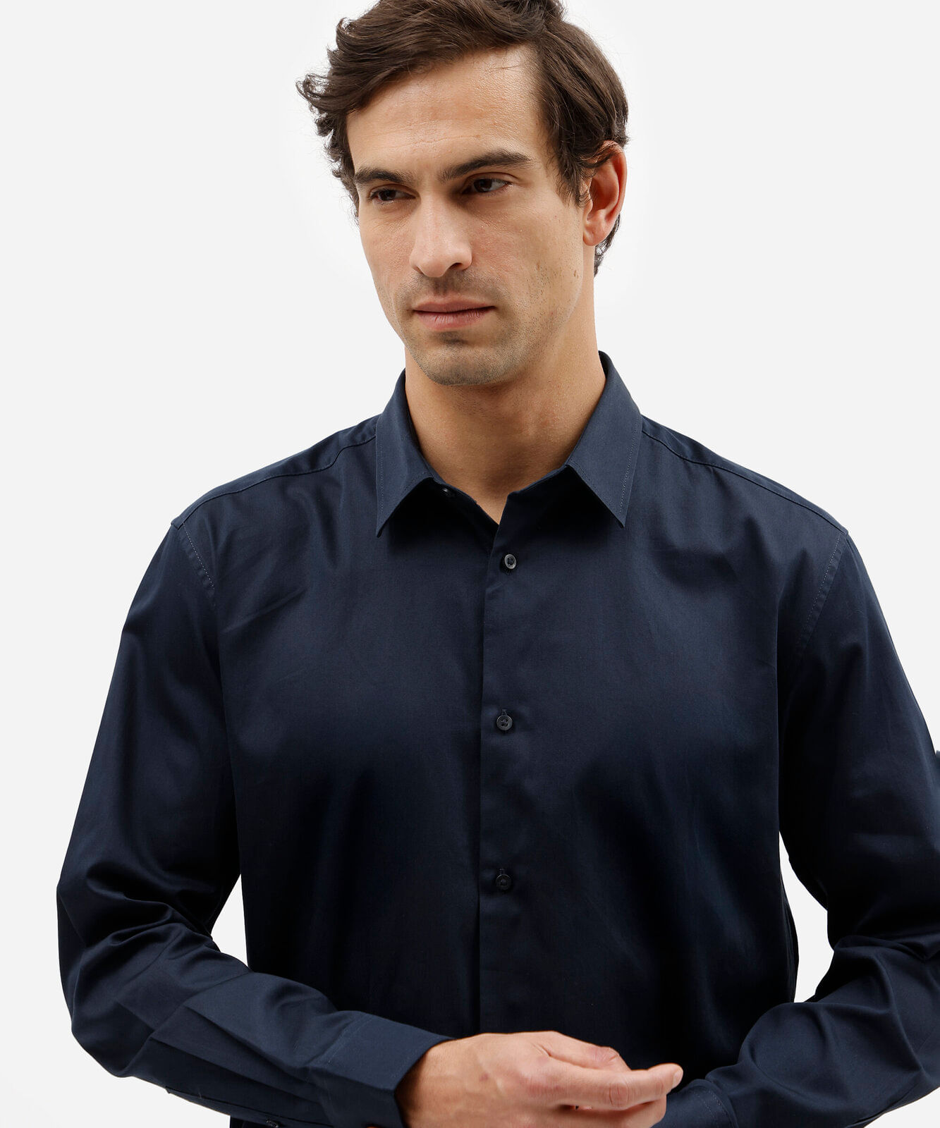 camisa masculina de algodão manga longa azul