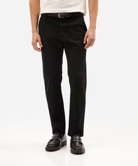 calça slim masculina de sarja com cinto preta