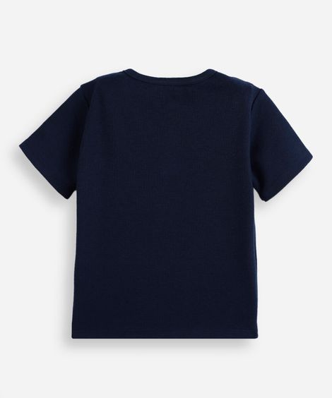 camiseta infantil com botões texturizada azul