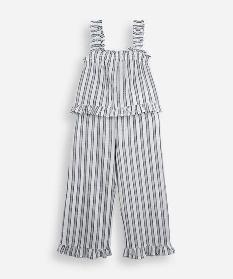 conjunto infantil palomino cropped e calça pantalona listrado de algodão colorido