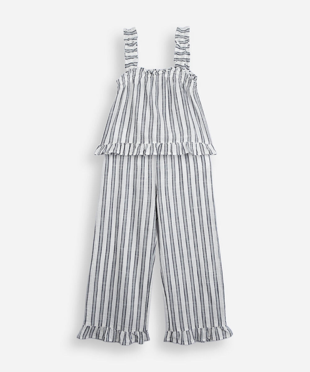 conjunto infantil palomino cropped e calça pantalona listrado de algodão colorido