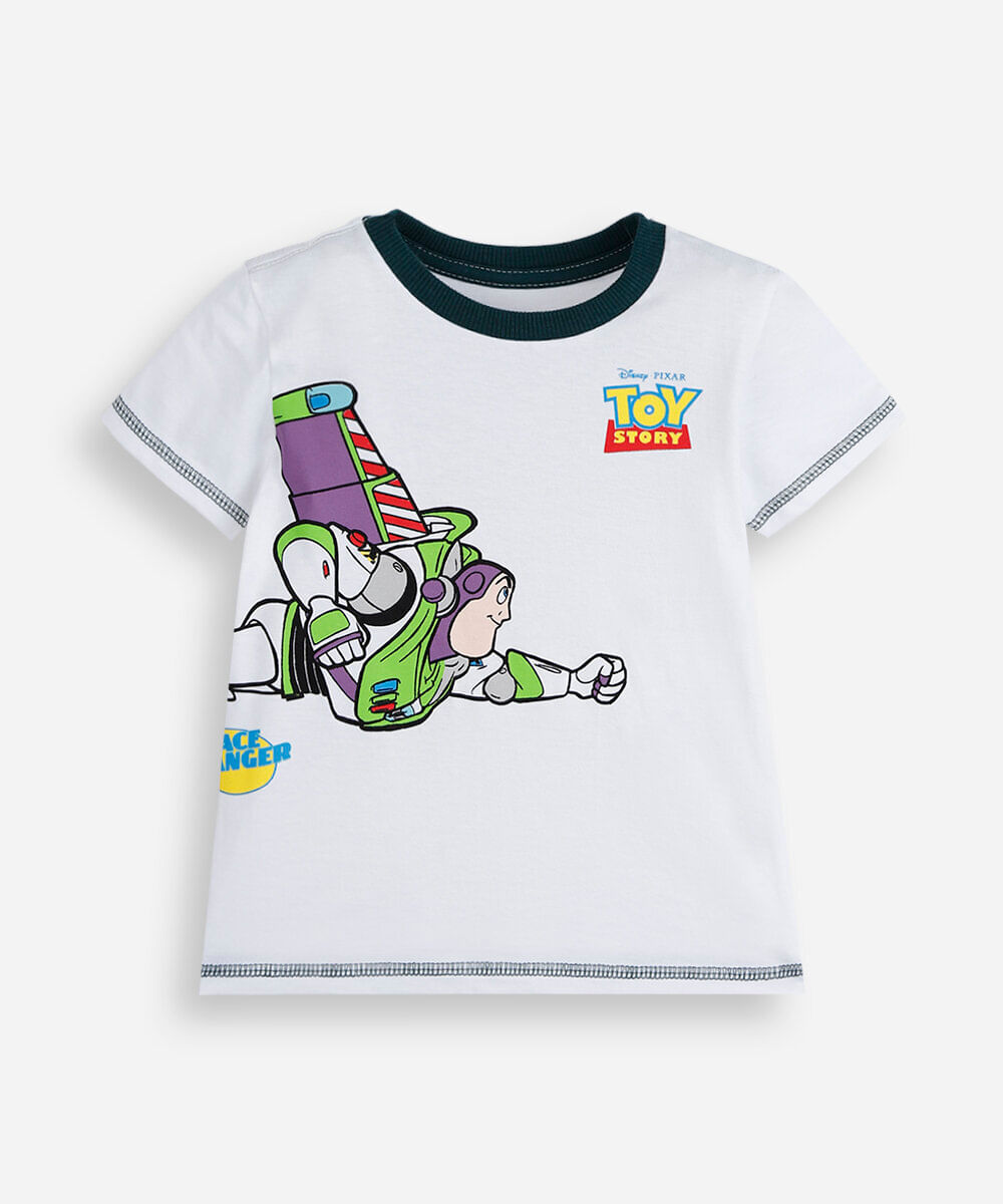 camiseta infantil de algodão buzz lightyear toy story off white
