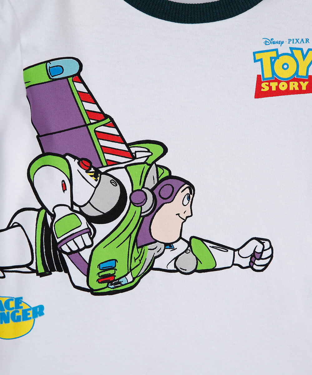 camiseta infantil de algodão buzz lightyear toy story off white
