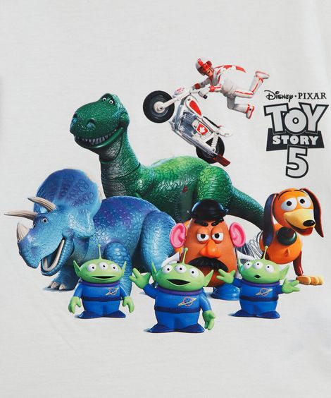 camiseta infantil de algodão gola v toy story off white
