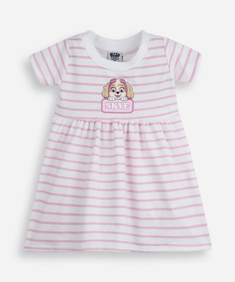 vestido infantil listrado skye patrulha canina off white