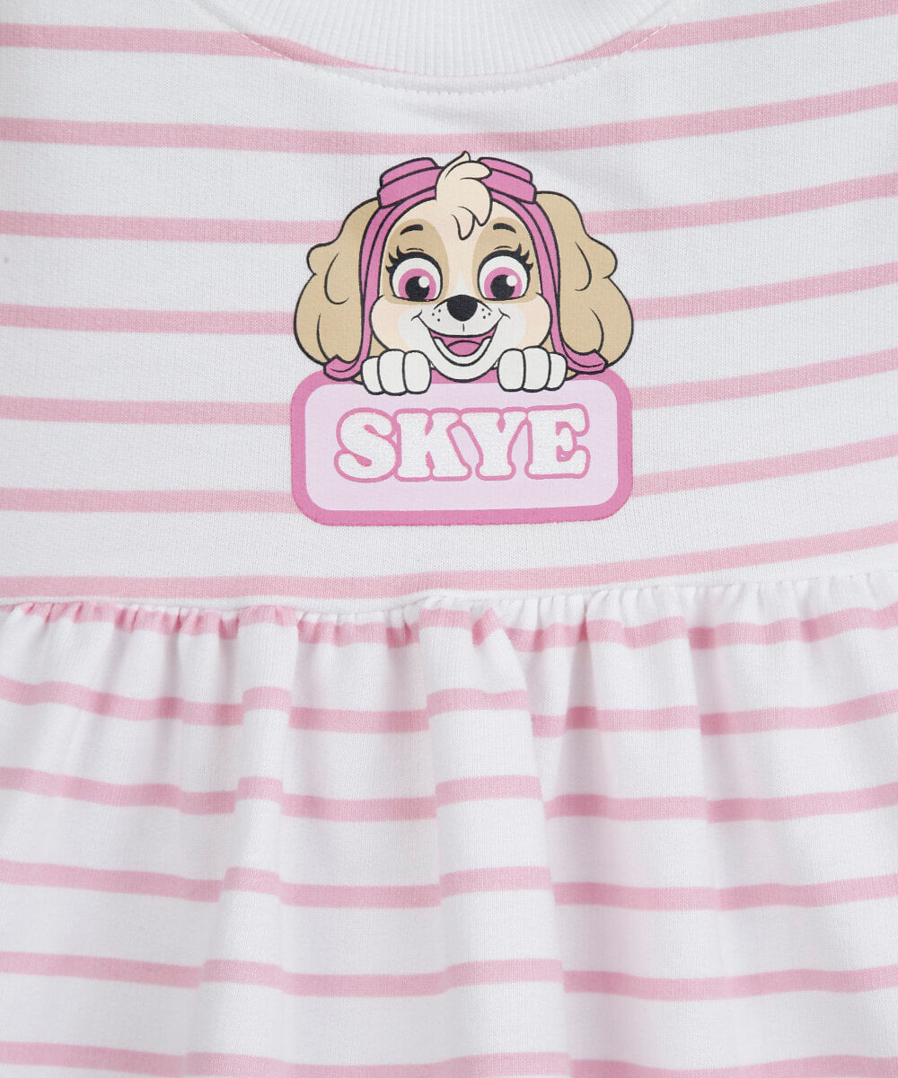 vestido infantil listrado skye patrulha canina off white