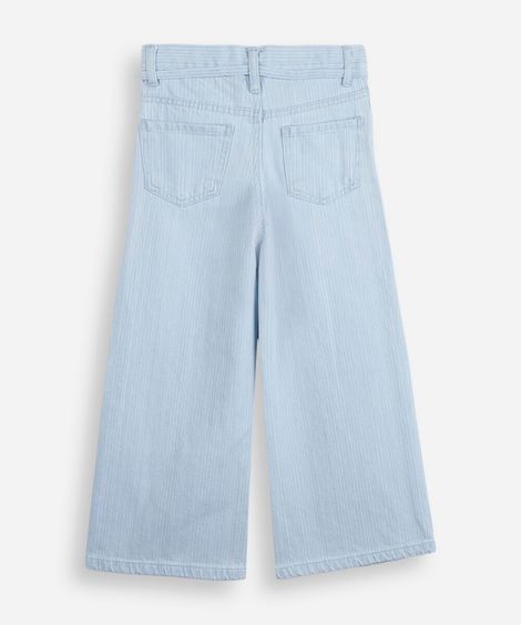 calça wide leg infantil jeans com cordão azul