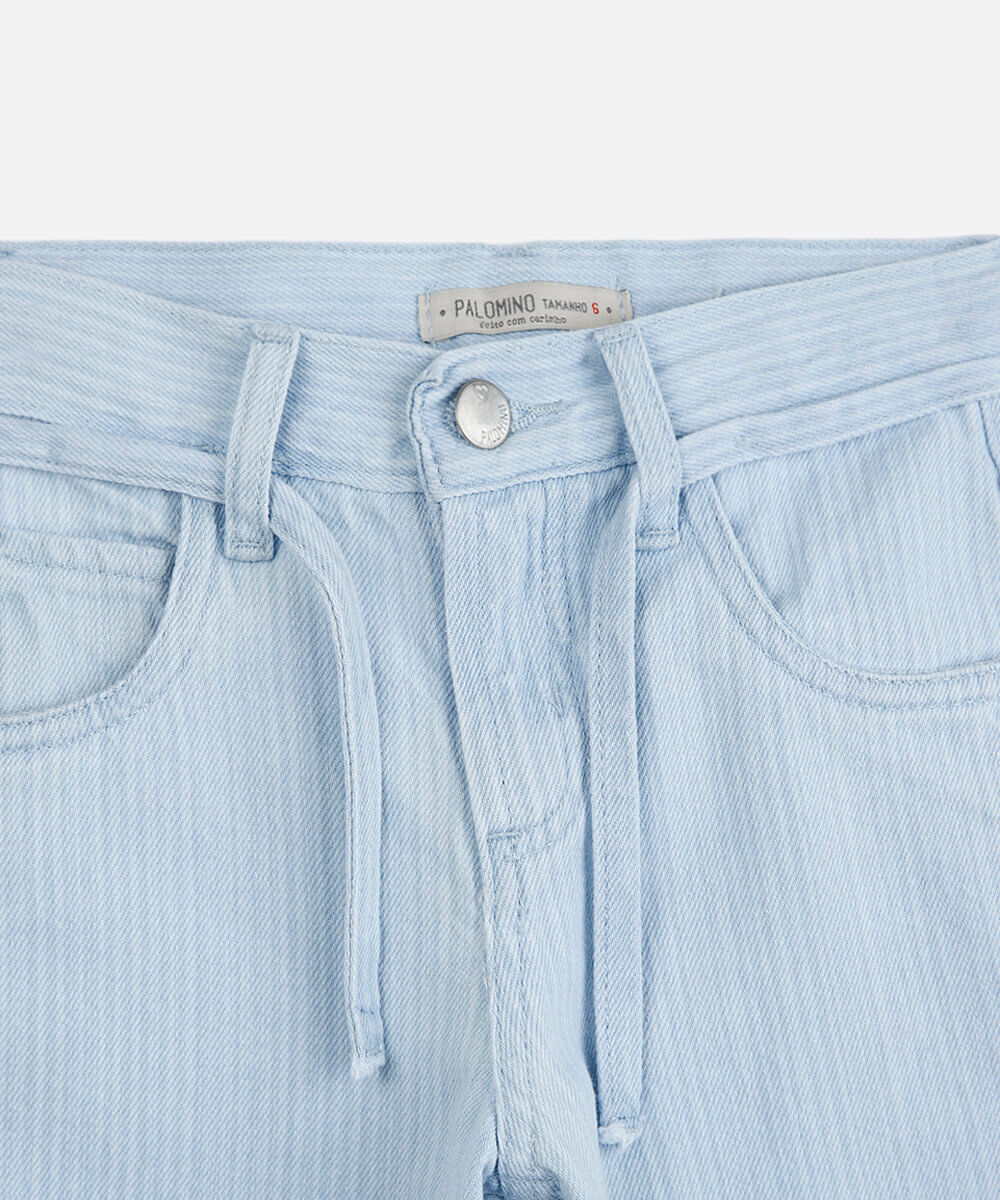 calça wide leg infantil jeans com cordão azul