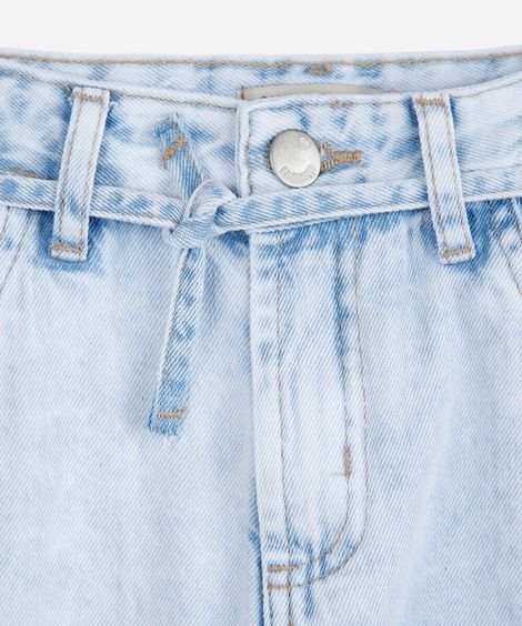 calça balloon infantil jeans com cordão azul