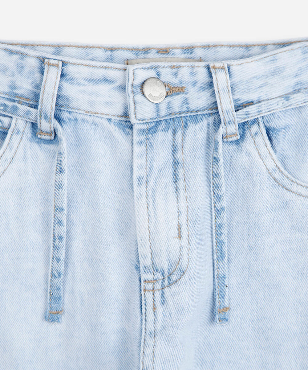 calça balloon infantil jeans com cordão azul