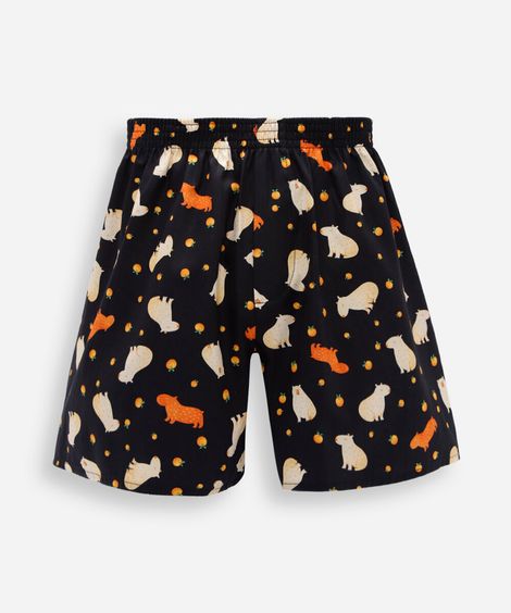 cueca samba canção de algodão estampada capyfun preta