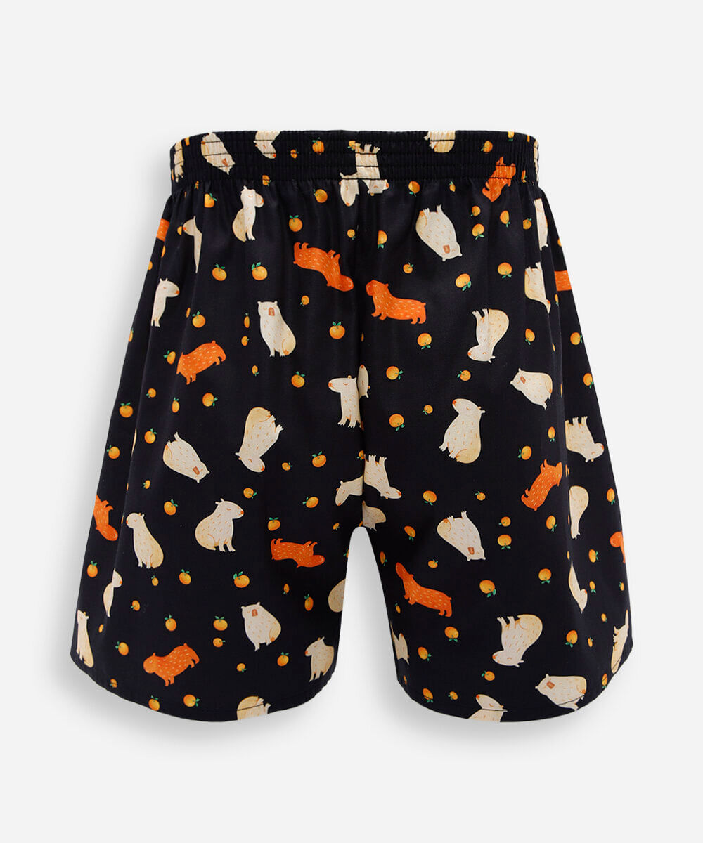 cueca samba canção de algodão estampada capyfun preta
