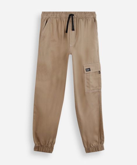 calça jogger de sarja juvenil marrom