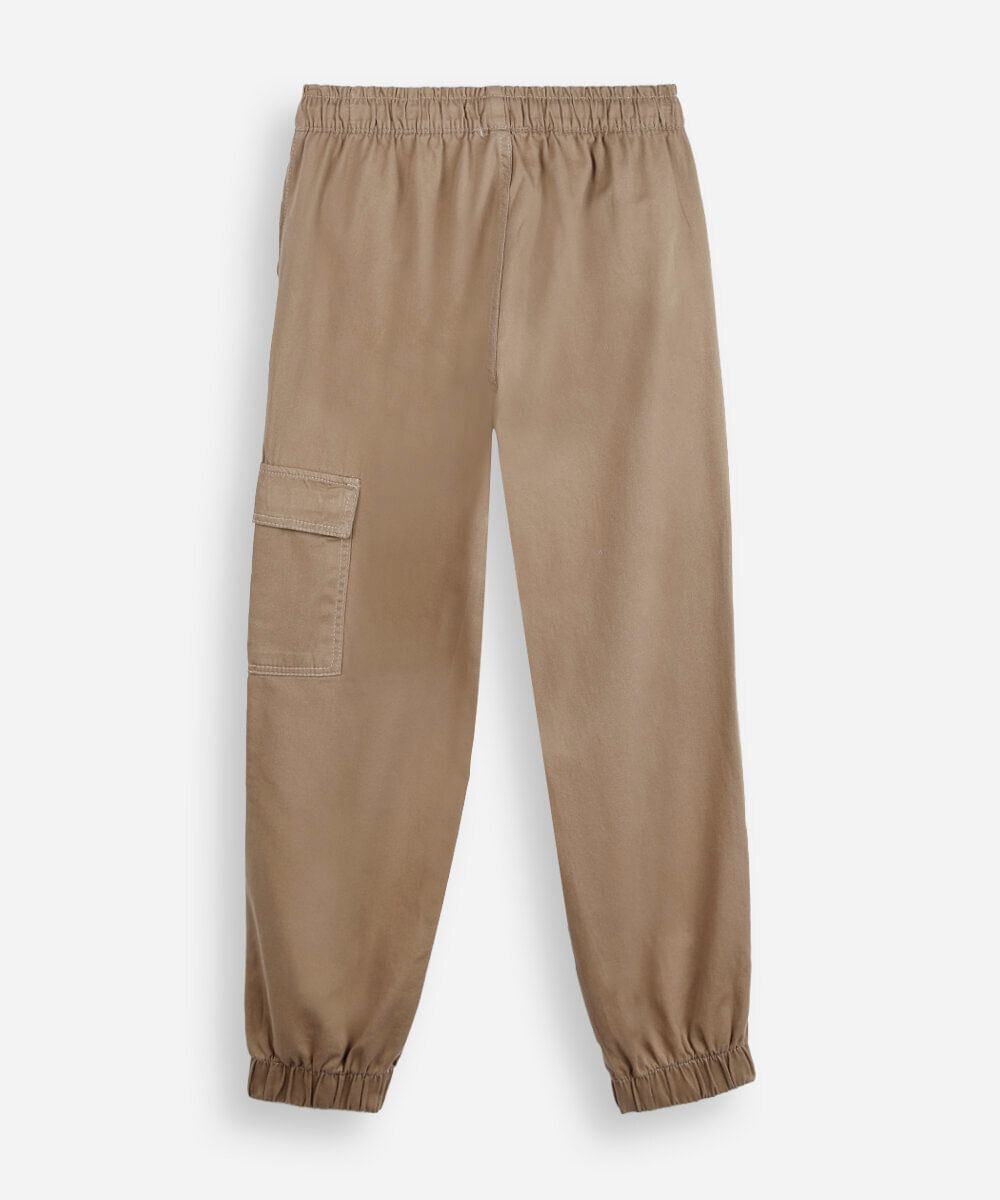 calça jogger de sarja juvenil marrom
