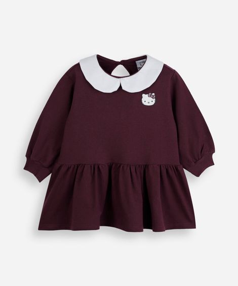 vestido infantil de moletom hello kitty vinho