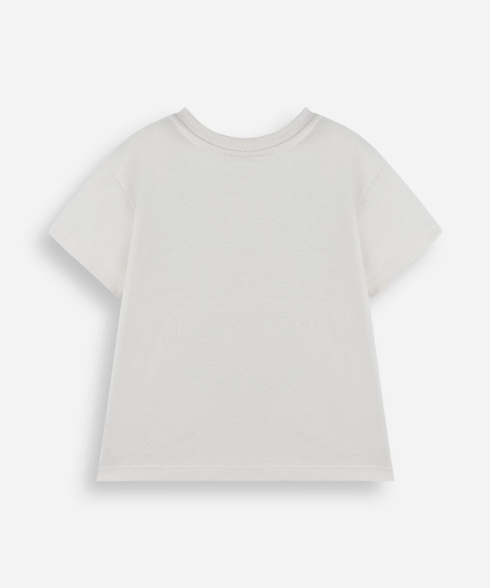 camiseta infantil de algodão com estampa dos heróis marvel off white