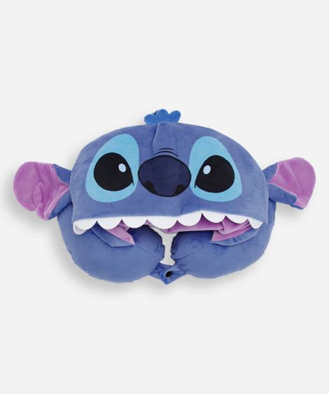 apoio de pescoço stitch com capuz azul