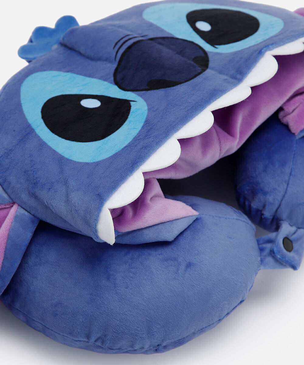 apoio de pescoço stitch com capuz azul