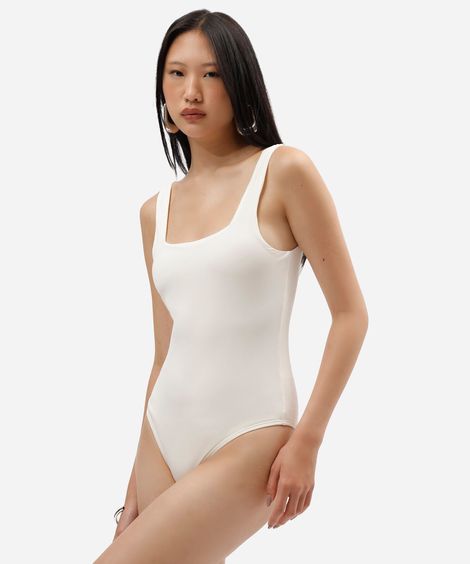 body cavado biquíni com recortes alça média off white